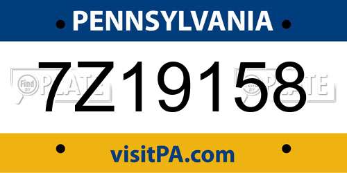 7Z19158 Pennsylvania License Plate