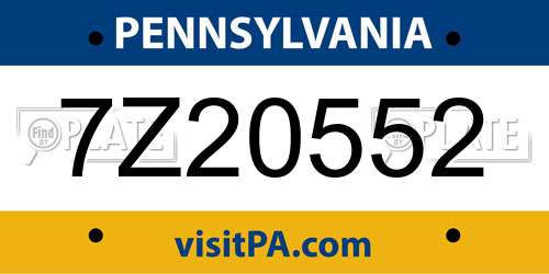 7Z20552 Pennsylvania License Plate