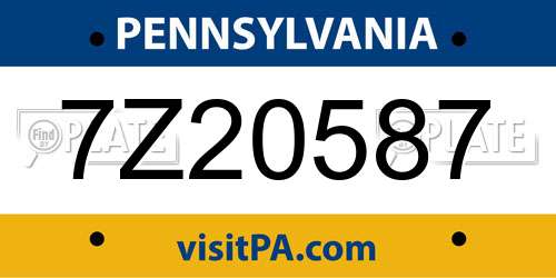 7Z20587 Pennsylvania License Plate