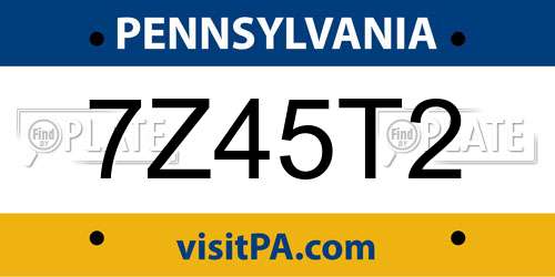 7Z45T2 Pennsylvania License Plate