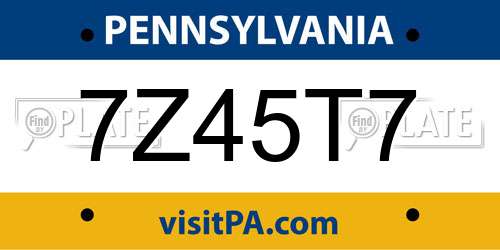 7Z45T7 Pennsylvania License Plate