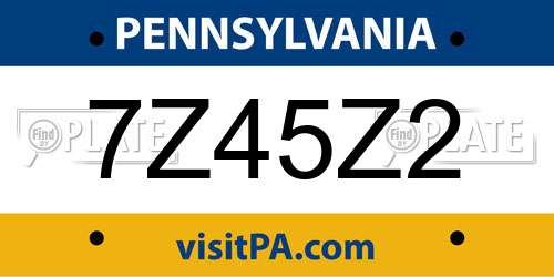 7Z45Z2 Pennsylvania License Plate