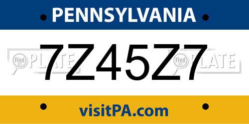 7Z45Z7 Pennsylvania License Plate