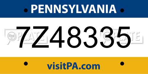 7Z48335 Pennsylvania License Plate