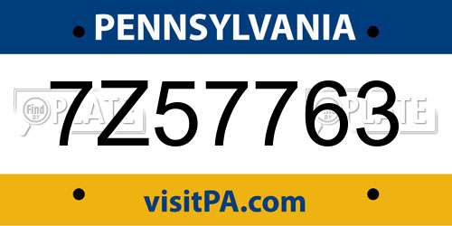 7Z57763 Pennsylvania License Plate