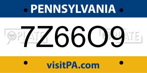 7Z66O9 Pennsylvania License Plate