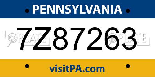 7Z87263 Pennsylvania License Plate