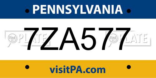7ZA577 Pennsylvania License Plate
