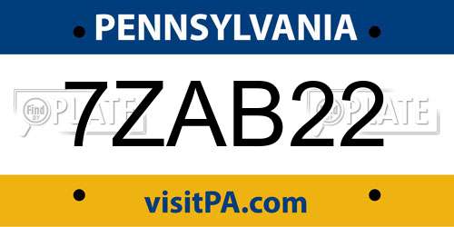 7ZAB22 Pennsylvania License Plate