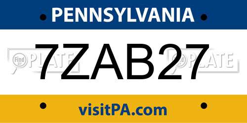 7ZAB27 Pennsylvania License Plate