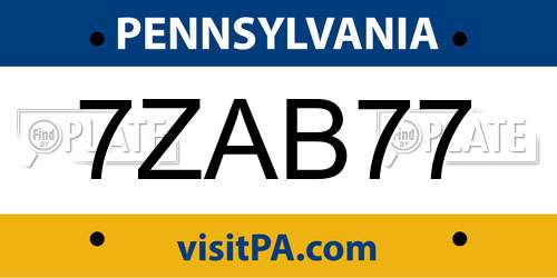7ZAB77 Pennsylvania License Plate