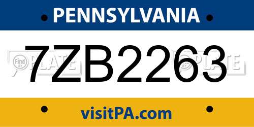 7ZB2263 Pennsylvania License Plate