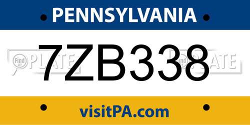 7ZB338 Pennsylvania License Plate