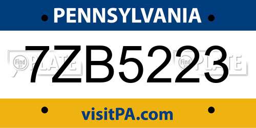 7ZB5223 Pennsylvania License Plate