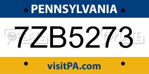 7ZB5273 Pennsylvania License Plate