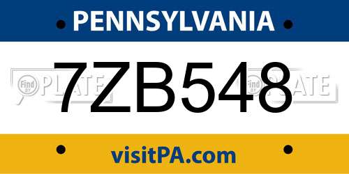 7ZB548 Pennsylvania License Plate