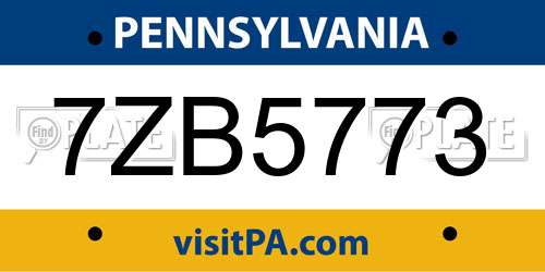 7ZB5773 Pennsylvania License Plate