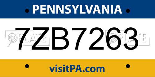 7ZB7263 Pennsylvania License Plate