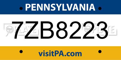 7ZB8223 Pennsylvania License Plate