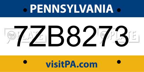7ZB8273 Pennsylvania License Plate