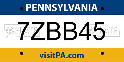7ZBB45 Pennsylvania License Plate