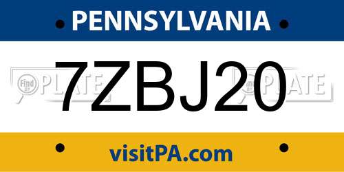 7ZBJ20 Pennsylvania License Plate