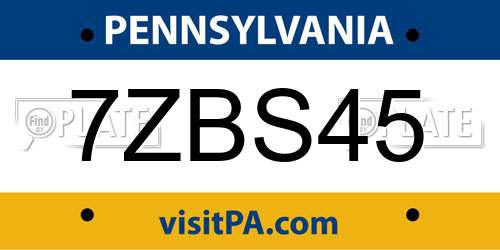 7ZBS45 Pennsylvania License Plate