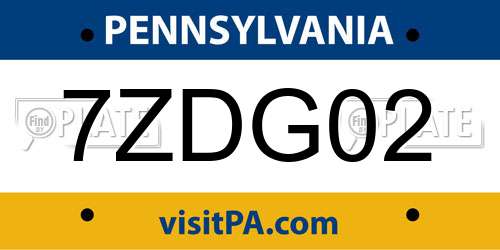 7ZDG02 Pennsylvania License Plate