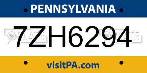 7ZH6294 Pennsylvania License Plate