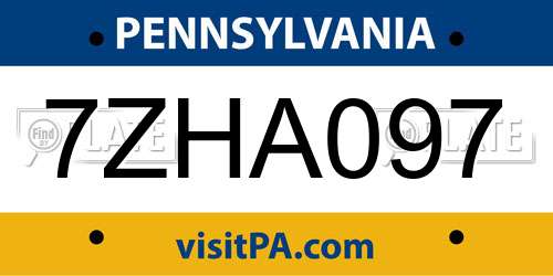7ZHA097 Pennsylvania License Plate