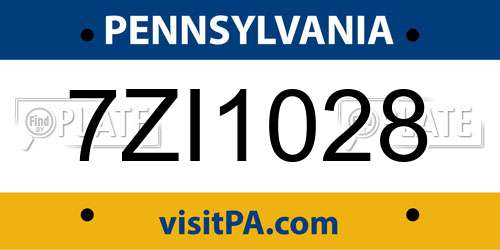 7ZI1028 Pennsylvania License Plate