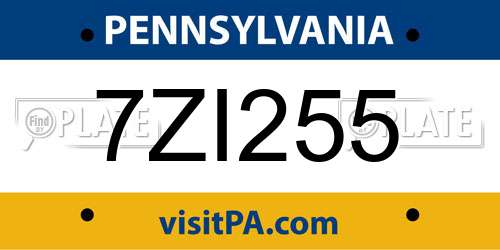7ZI255 Pennsylvania License Plate
