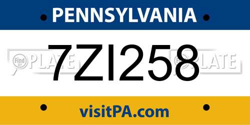 7ZI258 Pennsylvania License Plate