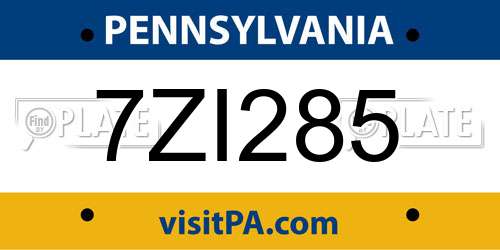 7ZI285 Pennsylvania License Plate