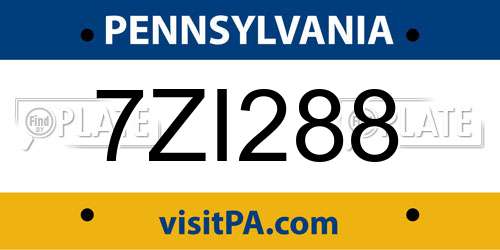 7ZI288 Pennsylvania License Plate