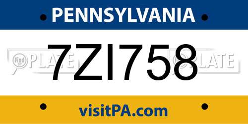 7ZI758 Pennsylvania License Plate