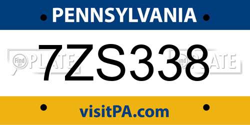7ZS338 Pennsylvania License Plate