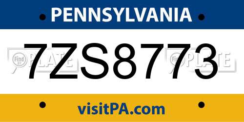 7ZS8773 Pennsylvania License Plate