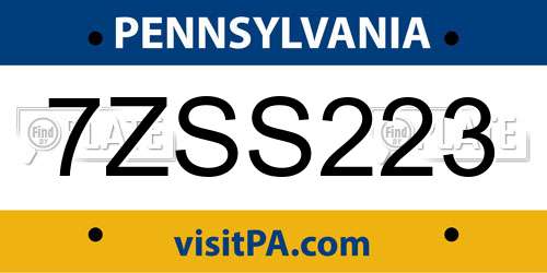 7ZSS223 Pennsylvania License Plate