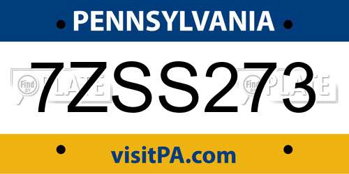 7ZSS273 Pennsylvania License Plate