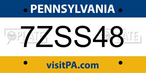 7ZSS48 Pennsylvania License Plate