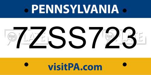 7ZSS723 Pennsylvania License Plate