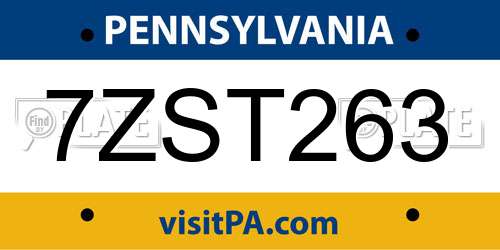 7ZST263 Pennsylvania License Plate