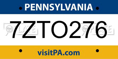 7ZTO276 Pennsylvania License Plate
