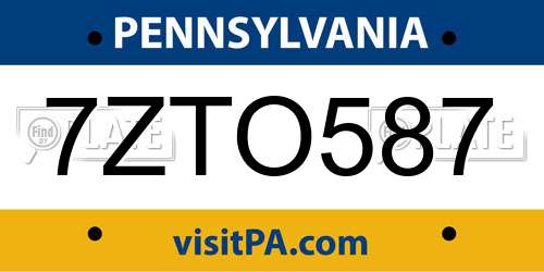 7ZTO587 Pennsylvania License Plate