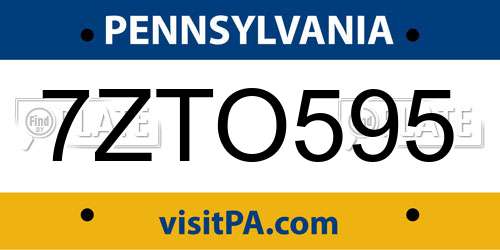 7ZTO595 Pennsylvania License Plate