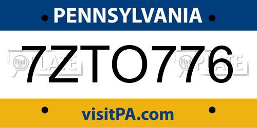 7ZTO776 Pennsylvania License Plate