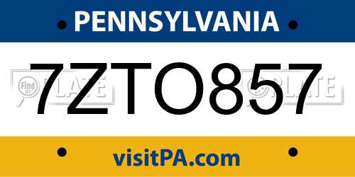 7ZTO857 Pennsylvania License Plate