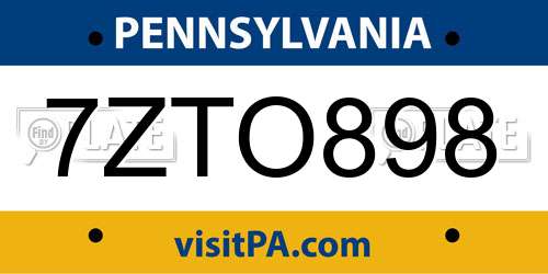 7ZTO898 Pennsylvania License Plate