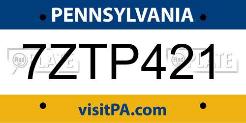 7ZTP421 Pennsylvania License Plate